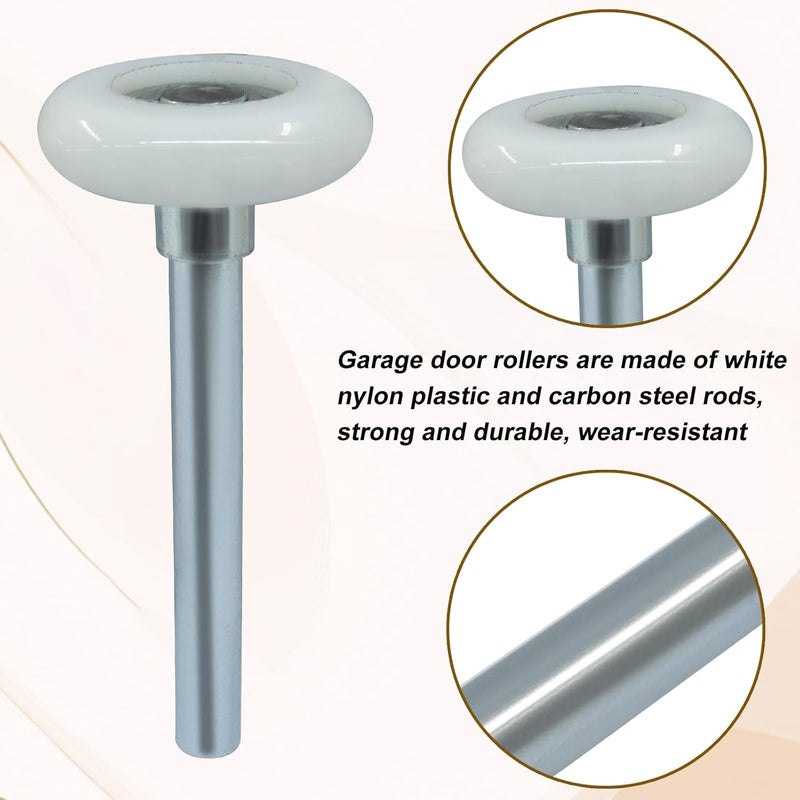 OSVJE 2 Pcs 1.8" Nylon Garage Roller 4" Stem,Quiet Garage Wheels for Smooth and Durable Garage Track Replacement, High Load Capacity. - Image 3